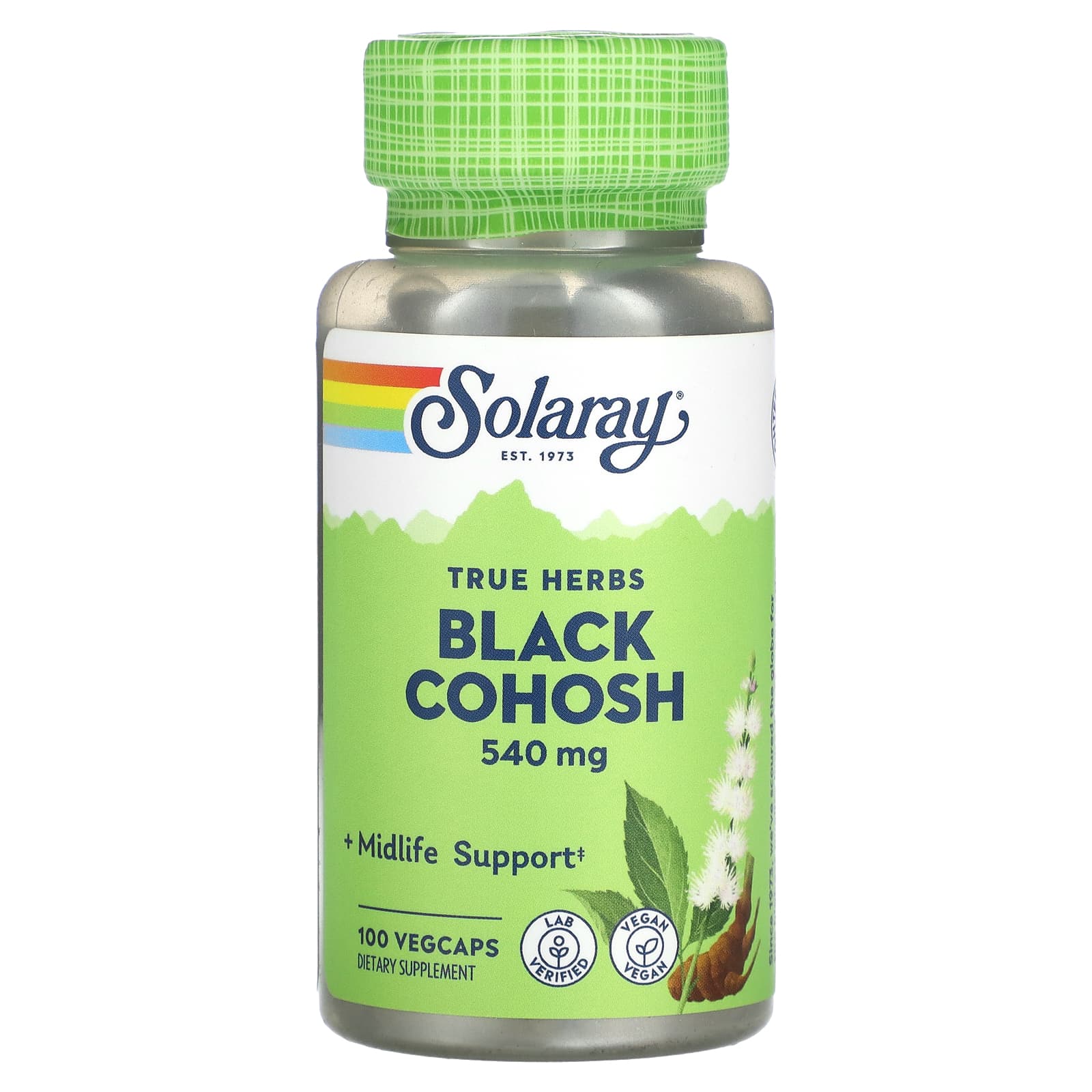 Solaray, True Herbs, Black Cohosh, 540 mg, 100 VegCaps UPC 076280001709 | HiLife Vitamins